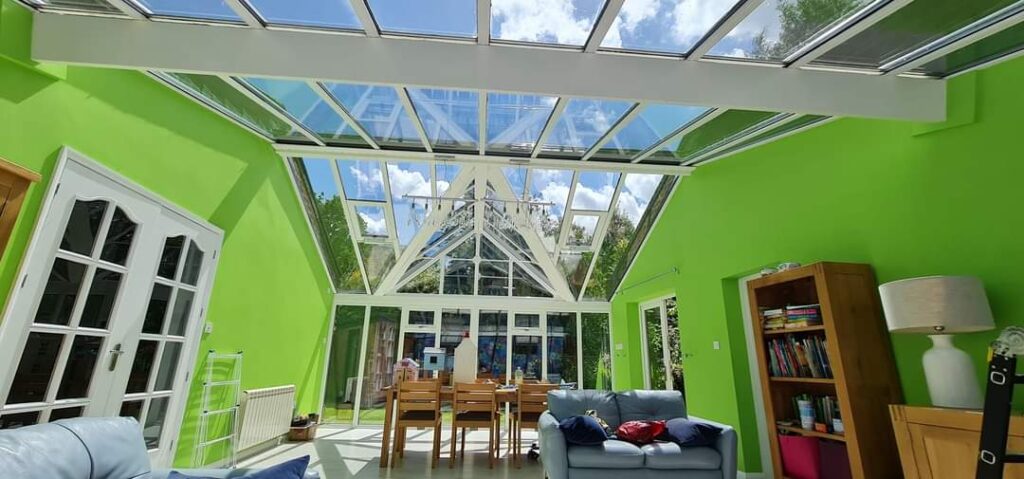 Internal conservatory roof clean.